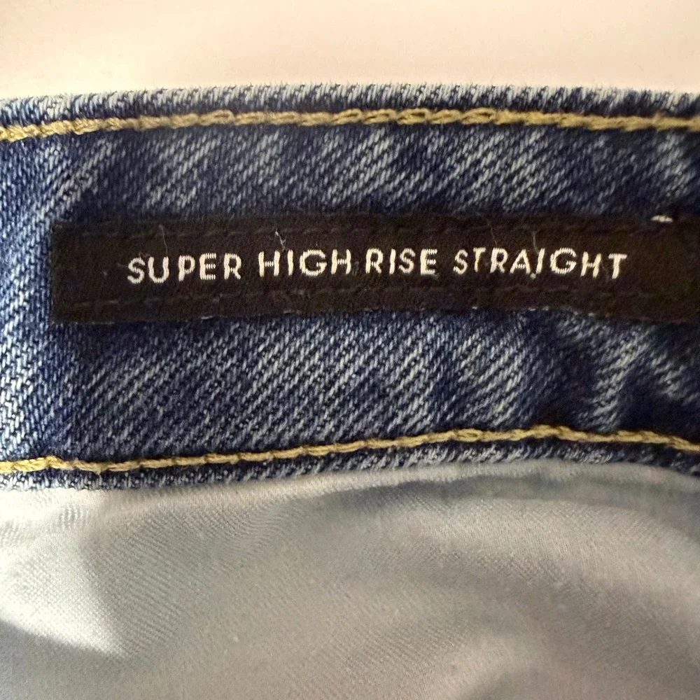Free Assembly Womens Super High Rise Straight Leg Jeans Dark Wash‎ Size 12